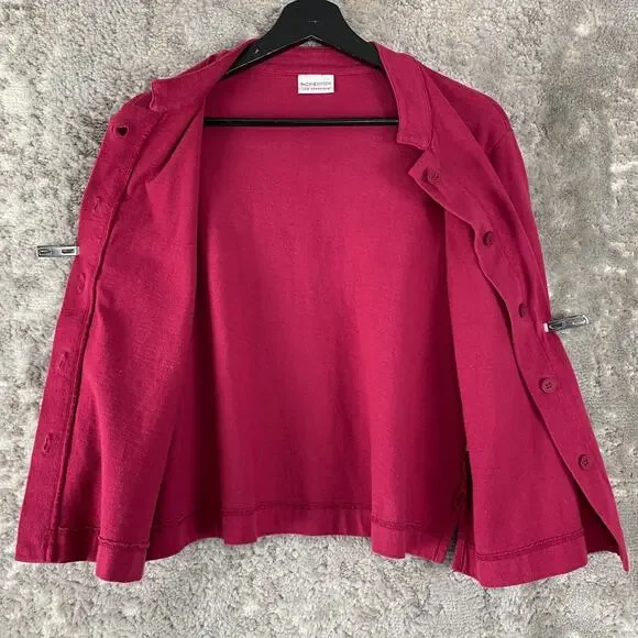 Pacificotton Size S Minimalist Cardigan Sweater Pink Long Sleeve Button - Picture 2 of 9